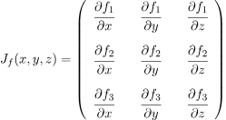 3x3 Jacobian matrix